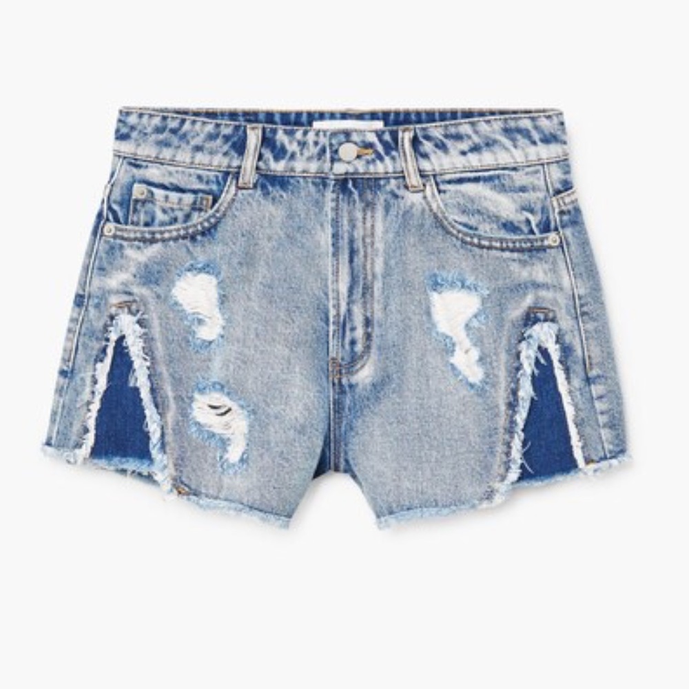 MANGO high-waist denim short